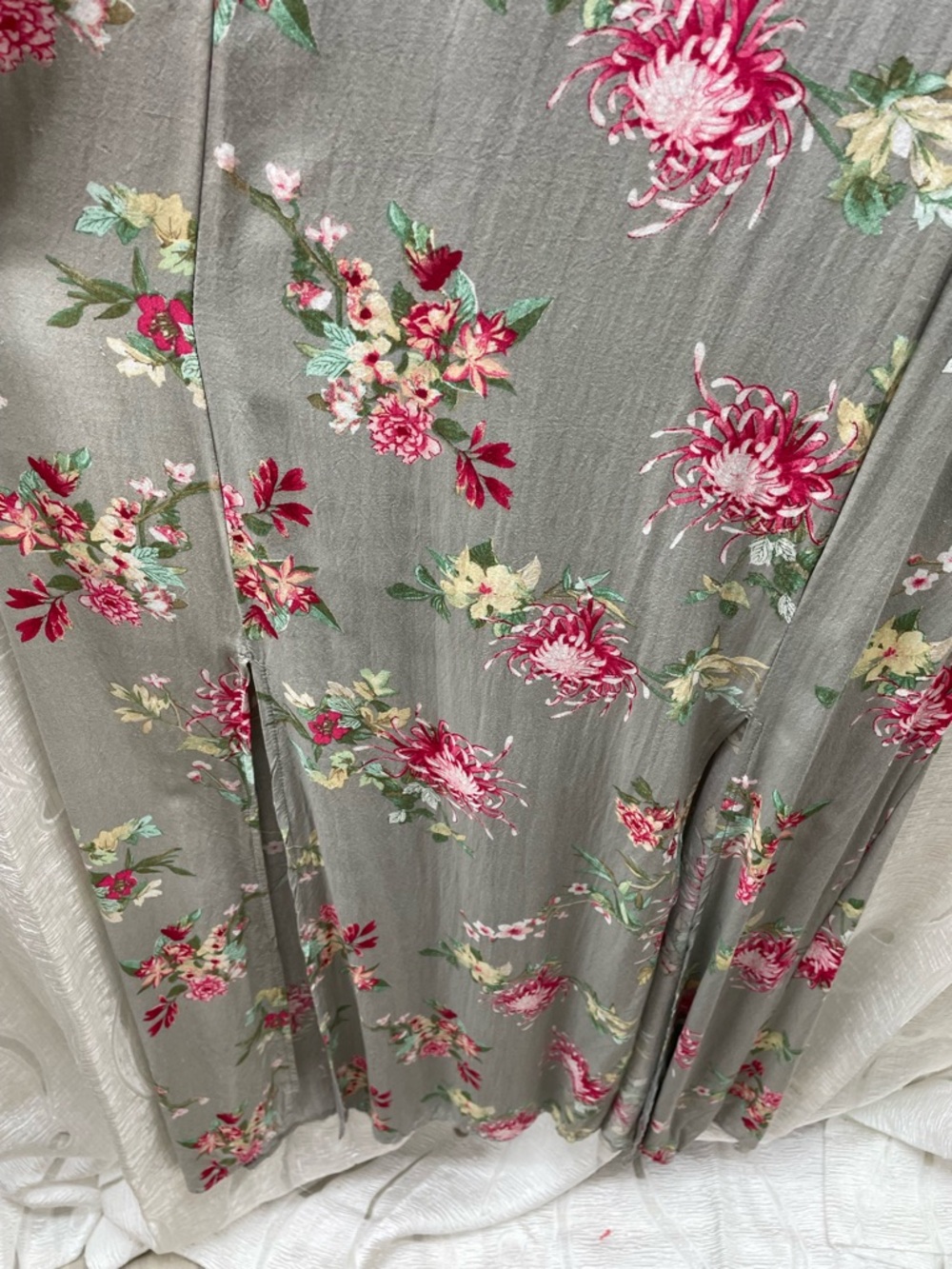 Kiwi & Punch Maxi Dress Womens Medium Sage Green Floral Excellent Boho Tie Front - Picture 5 of 7